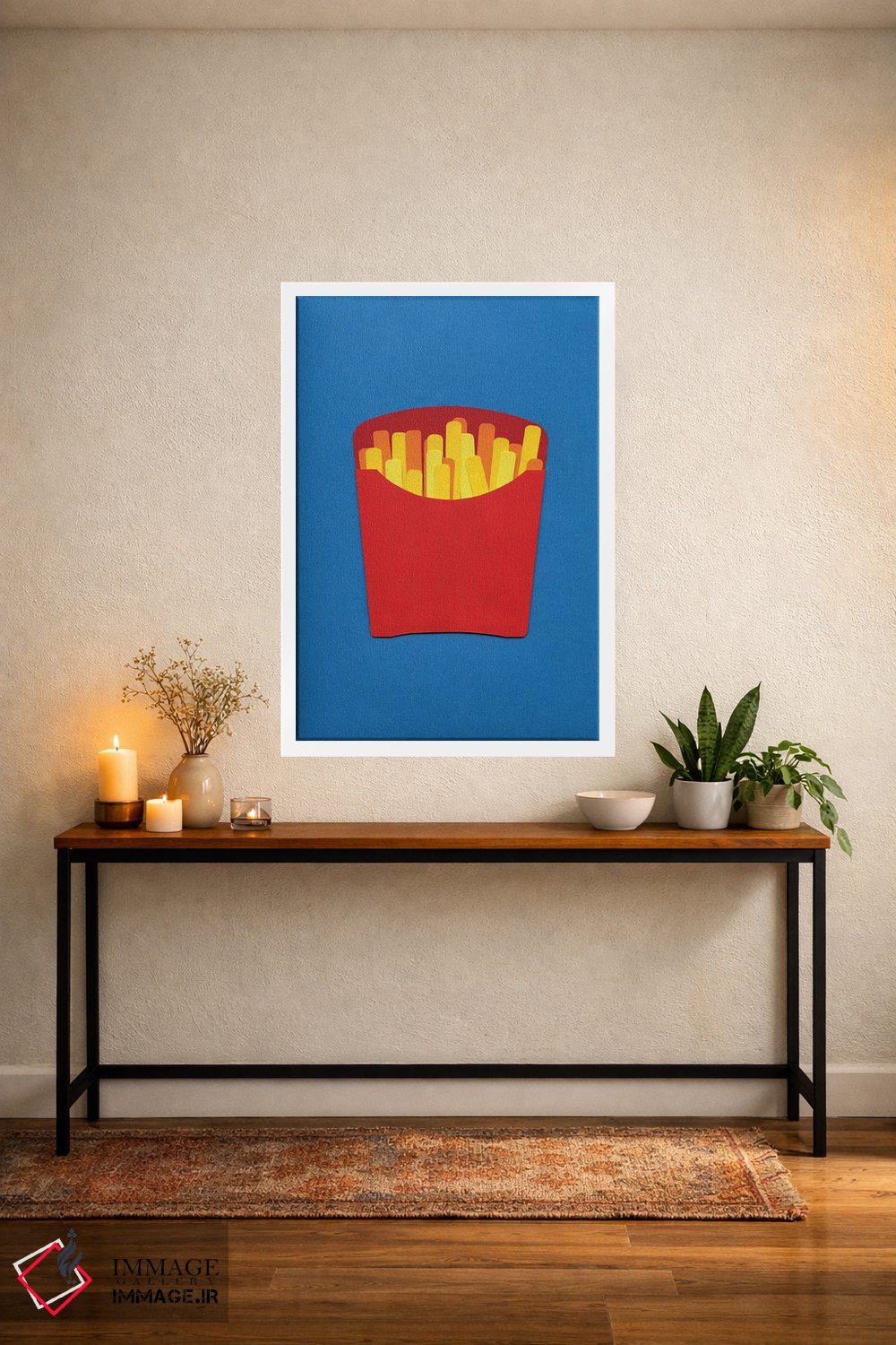 تابلو مینیمال سیب زمینی سرخ کرده در جعبه مقوایی اثر روزی فایست - D3W