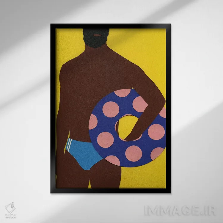 تابلو دکوراتیو مردی در ساحل اثر روزی فایست - نمای قابدار مشکی