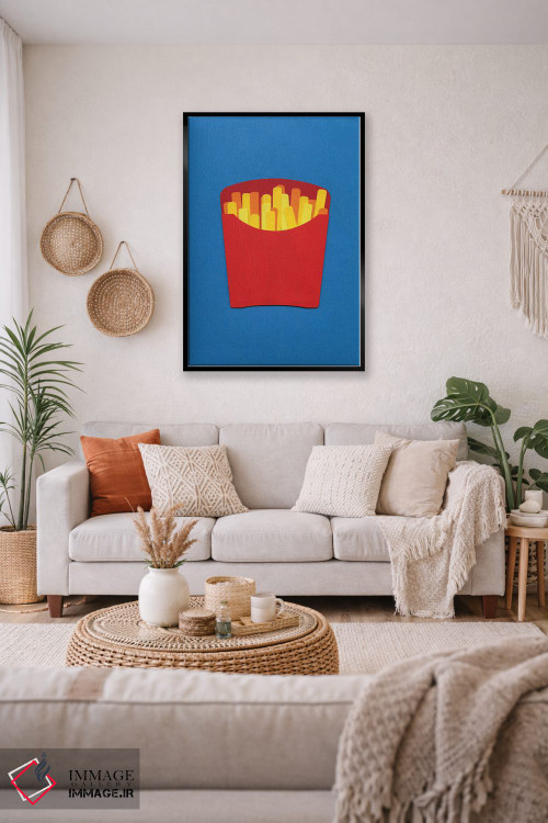 تابلو مینیمال سیب زمینی سرخ کرده در جعبه مقوایی اثر روزی فایست - D4B