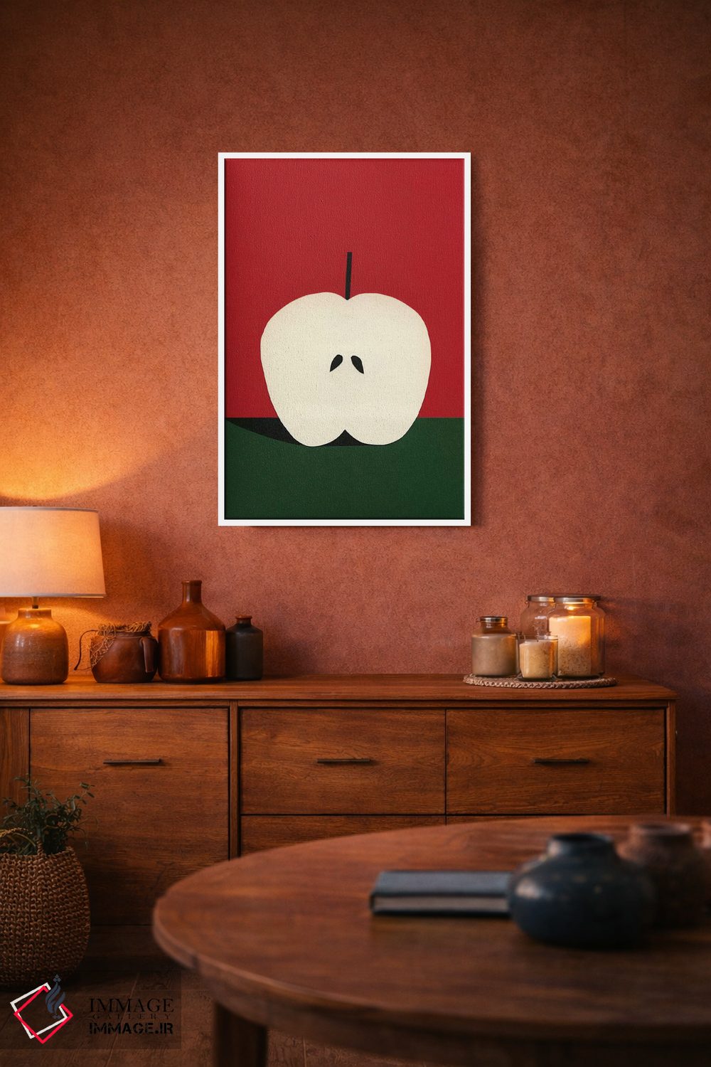 تابلو مینیمال نیمه سیب قرمز اثر روزی فایست - D3W