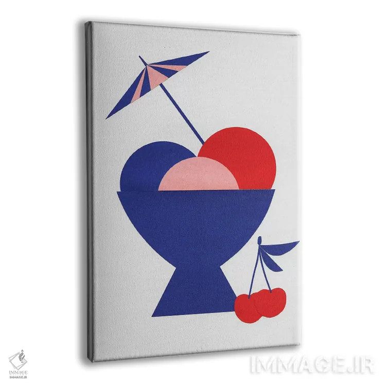 تابلو مینیمال بستنی مخلوط در فنجان اثر روزی فایست - نمای پرسپکتیو محصول