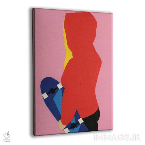 تابلو دکوراتیو دختر اسکیت باز با هودی قرمز اثر روزی فایست - نمای پرسپکتیو محصول