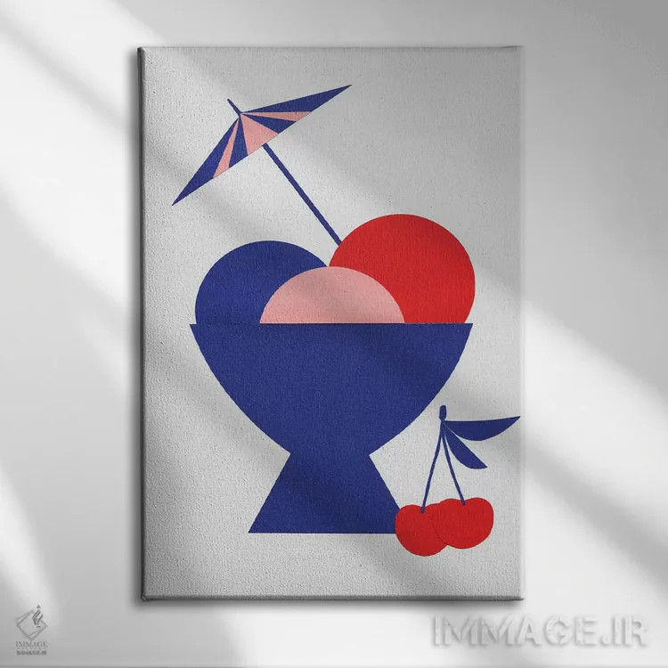 تابلو مینیمال بستنی مخلوط در فنجان اثر روزی فایست - نمای روبهرو روی دیوار