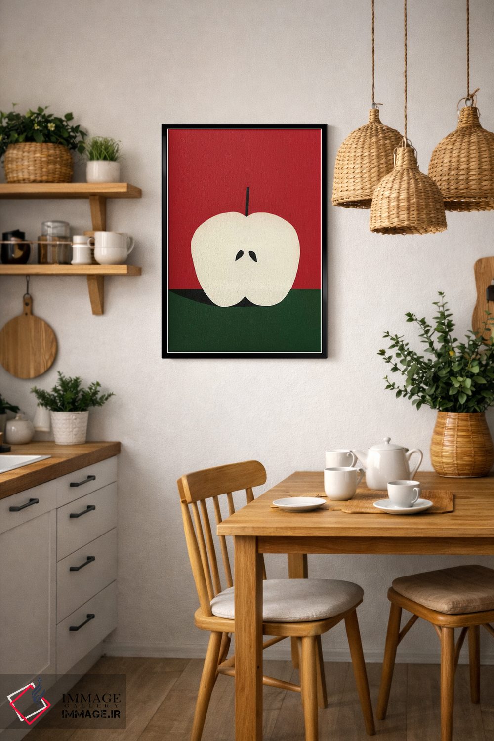 تابلو مینیمال نیمه سیب قرمز اثر روزی فایست - D6B