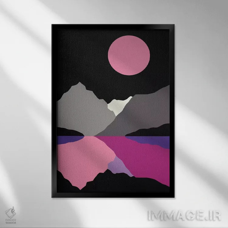 تابلو دکوراتیو مهتاب بر دریاچه تنایا اثر روزی فایست - نمای قابدار مشکی