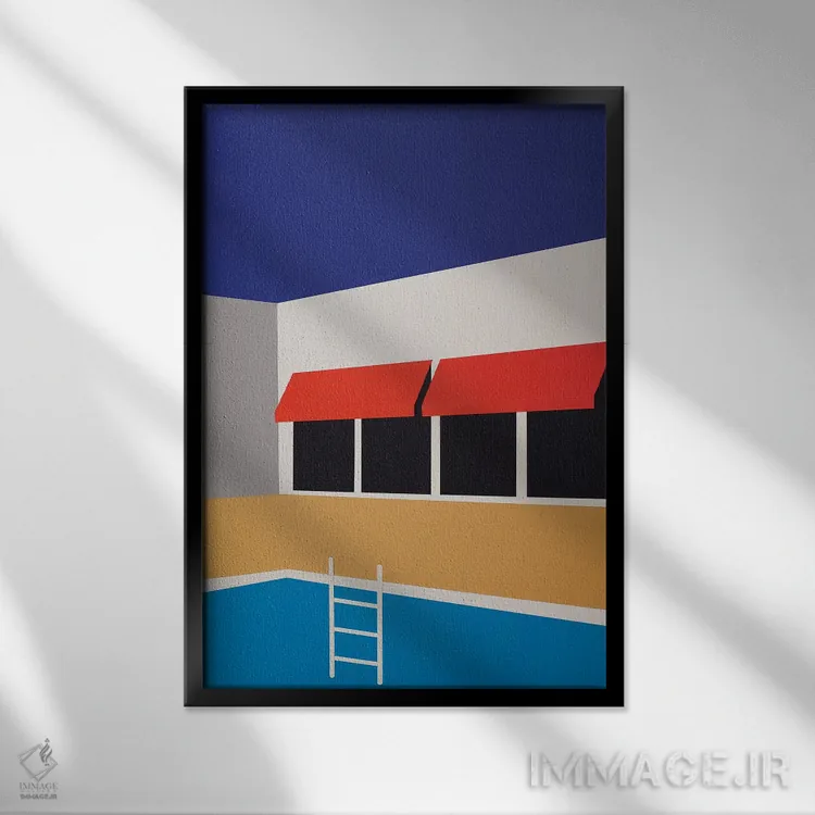 تابلو دکوراتیو خانه استخردار پالم اسپرینگز ۱ اثر روزی فایست - نمای قابدار مشکی