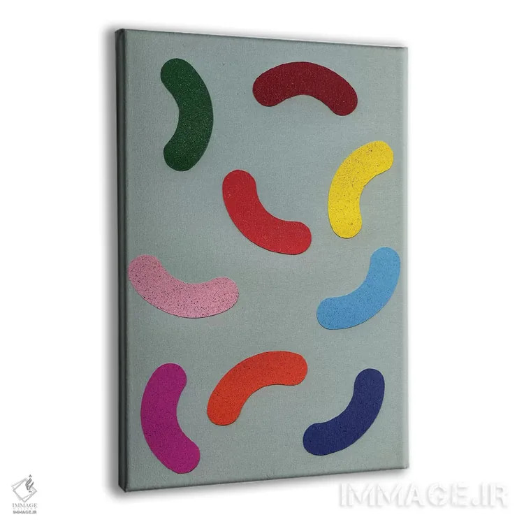 تابلو مینیمال تزیینات رنگی پراکنده اثر روزی فایست - نمای پرسپکتیو محصول