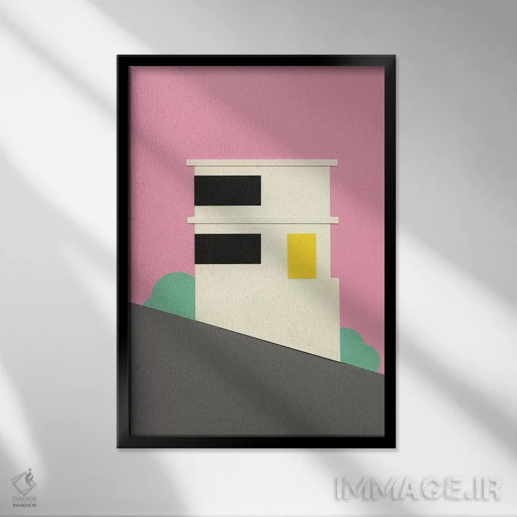 تابلو دکوراتیو خانه ای بر تپه در سان فرانسیسکو اثر روزی فایست - نمای قابدار مشکی