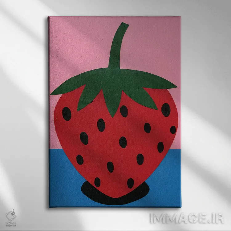 تابلو مینیمال توت فرنگی اثر روزی فایست - نمای روبهرو روی دیوار