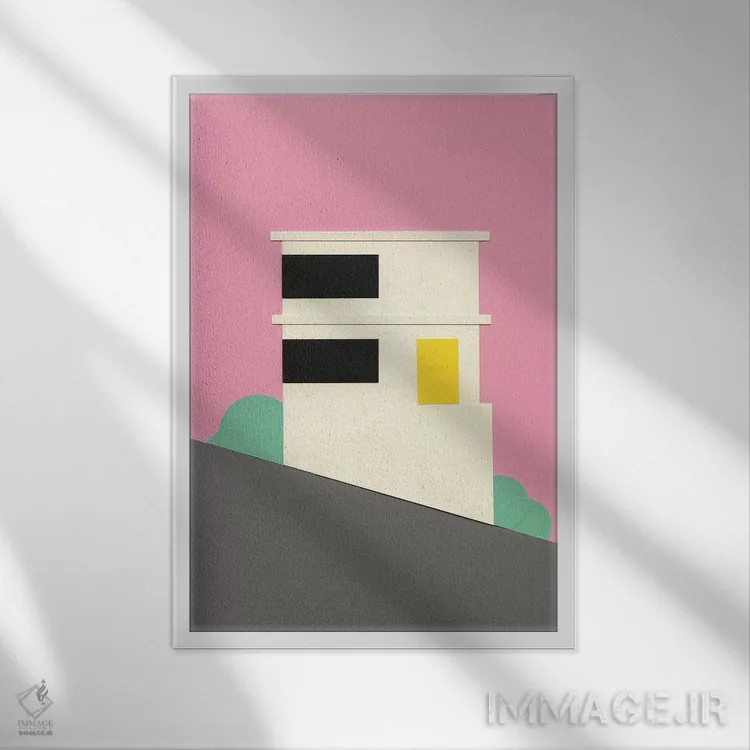 تابلو دکوراتیو خانه ای بر تپه در سان فرانسیسکو اثر روزی فایست - نمای قابدار سفید