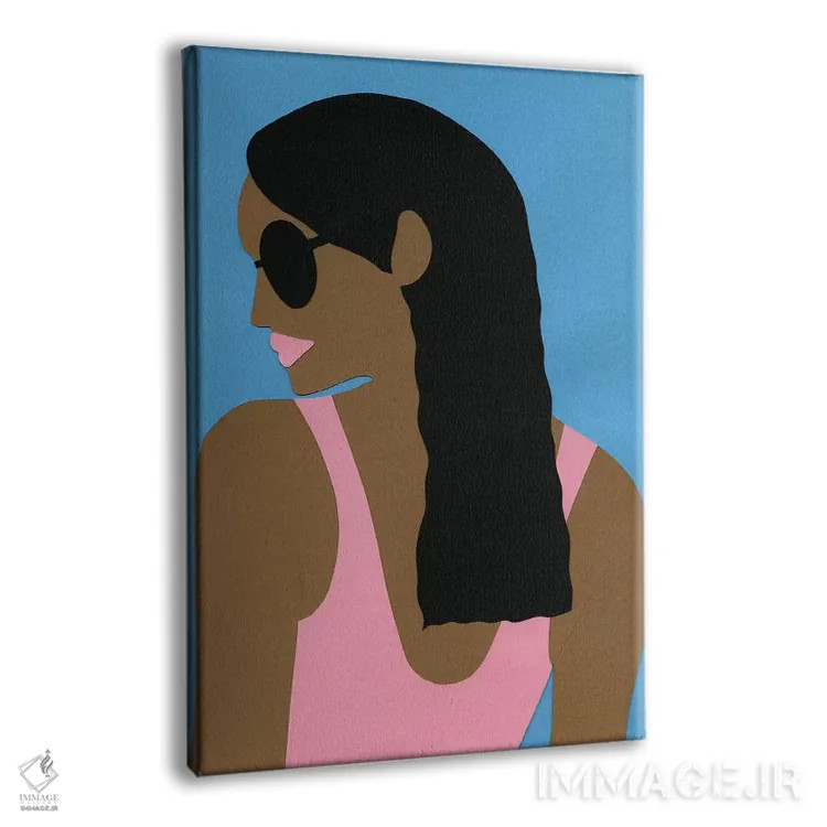 تابلو دکوراتیو عینک آفتابی و موی مشکی اثر روزی فایست - نمای پرسپکتیو محصول