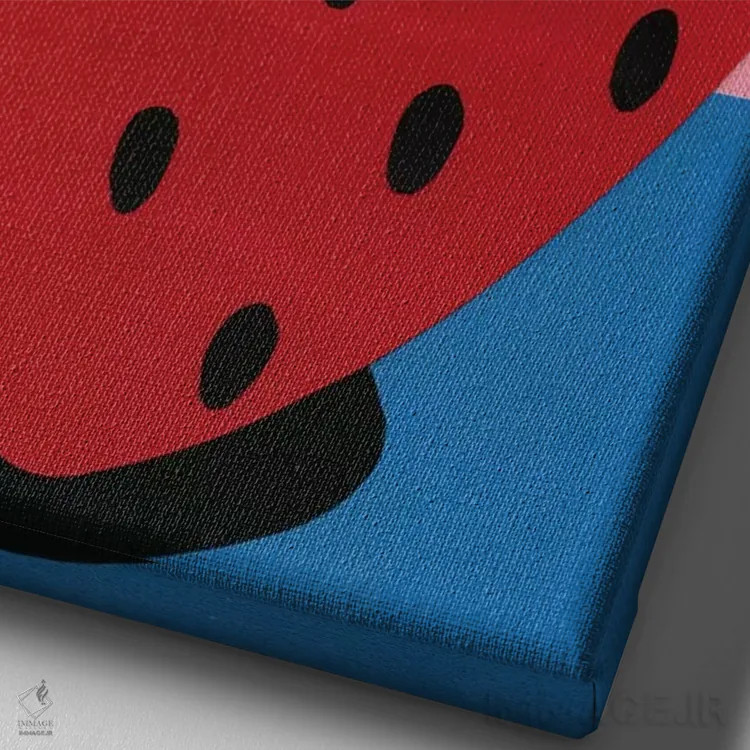 تابلو مینیمال توت فرنگی اثر روزی فایست - نمای نزدیک بافت بوم