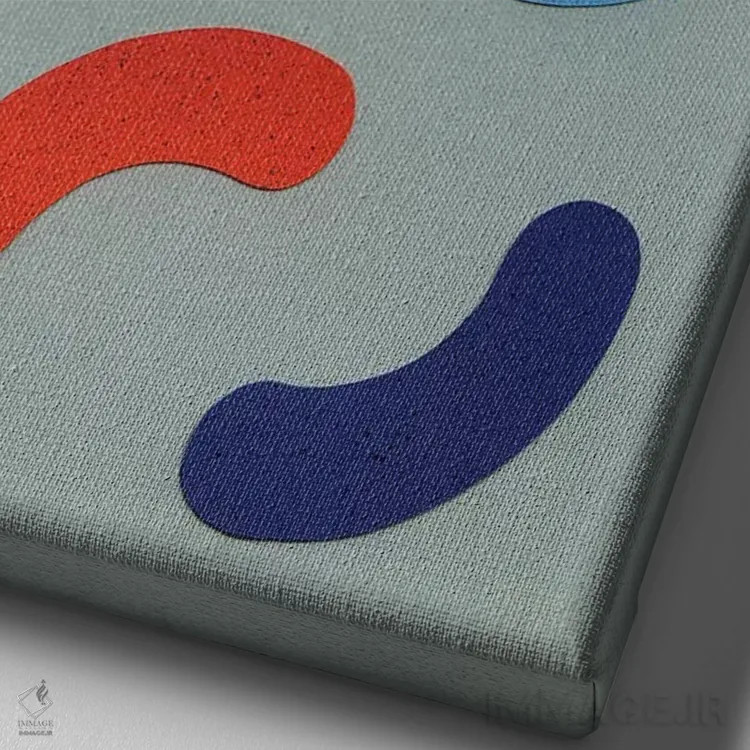 تابلو مینیمال تزیینات رنگی پراکنده اثر روزی فایست - نمای نزدیک بافت بوم