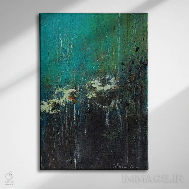 تابلو انتزاعی رشد وحشی اثر روت فرامشتاین - نمای روبهرو روی دیوار