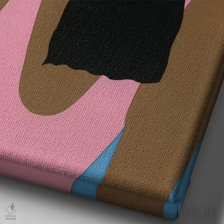 تابلو دکوراتیو عینک آفتابی و موی مشکی اثر روزی فایست - نمای نزدیک بافت بوم