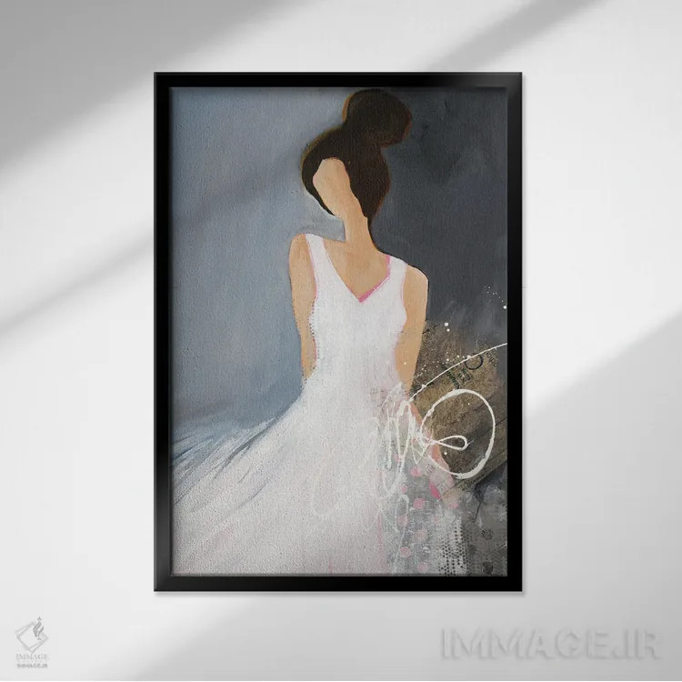 تابلو دکوراتیو بانویی با گیسو/کیک بزرگ بالای سر اثر روت فرامشتاین - نمای قابدار مشکی