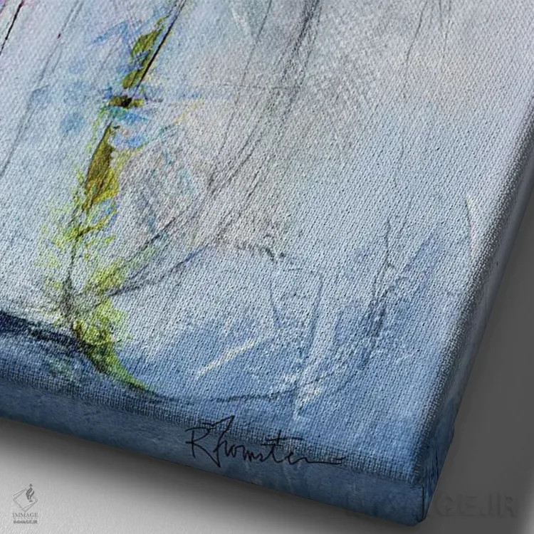 تابلو مینیمال غنچه بنفش اثر روت فرامشتاین - نمای نزدیک بافت بوم