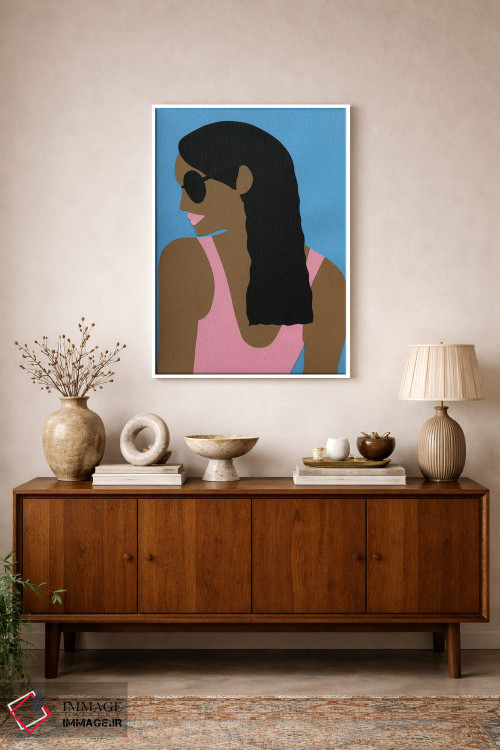 تابلو دکوراتیو عینک آفتابی و موی مشکی اثر روزی فایست - D1W