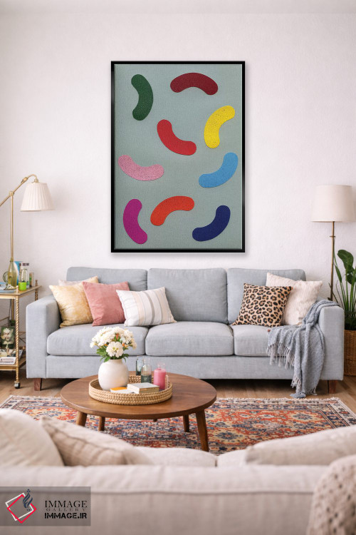 تابلو مینیمال تزیینات رنگی پراکنده اثر روزی فایست - D2B