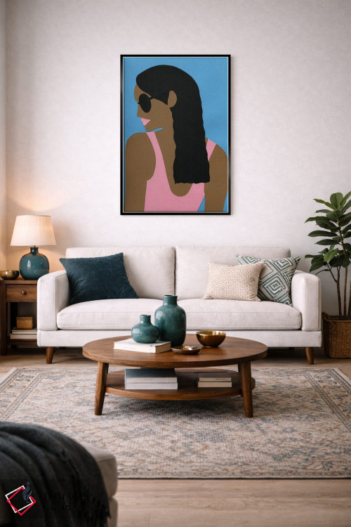 تابلو دکوراتیو عینک آفتابی و موی مشکی اثر روزی فایست - D3B