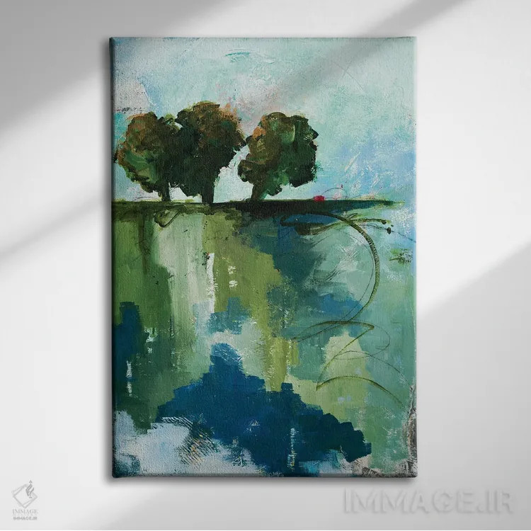 تابلو انتزاعی واگن کوچک قرمز اثر روت فرامشتاین - نمای روبهرو روی دیوار