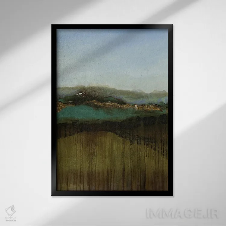 تابلو مینیمال دریای زمرباور اثر روت فرامشتاین - نمای قابدار مشکی