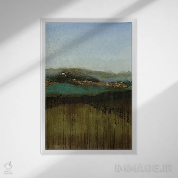 تابلو مینیمال دریای زمرباور اثر روت فرامشتاین - نمای قابدار سفید