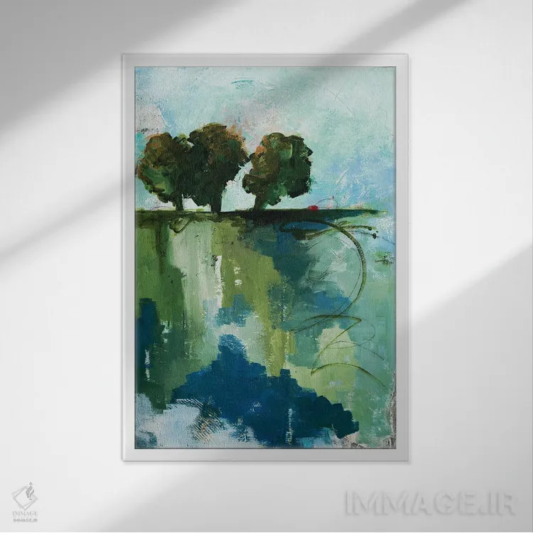 تابلو انتزاعی واگن کوچک قرمز اثر روت فرامشتاین - نمای قابدار سفید