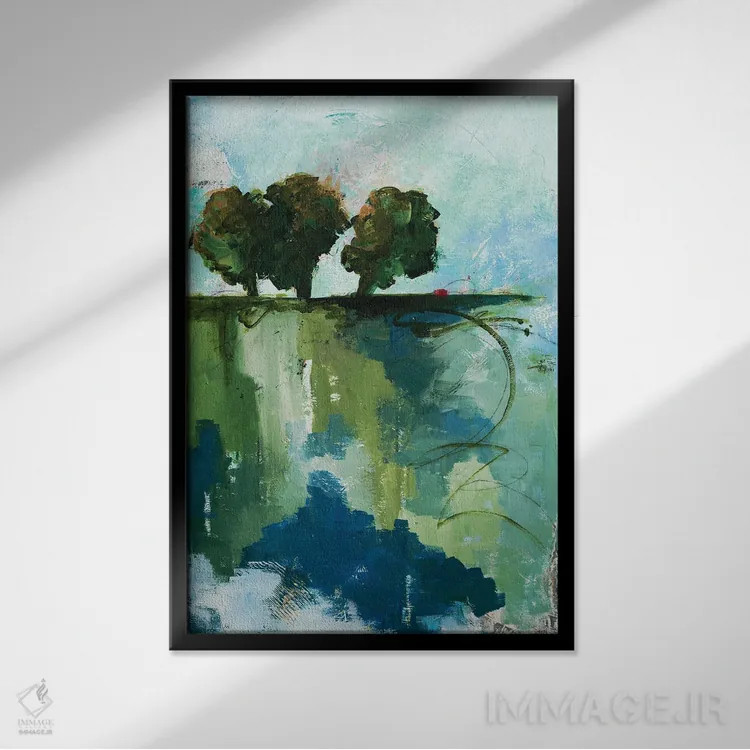 تابلو انتزاعی واگن کوچک قرمز اثر روت فرامشتاین - نمای قابدار مشکی