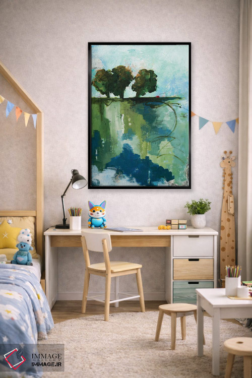 تابلو انتزاعی واگن کوچک قرمز اثر روت فرامشتاین - D2B