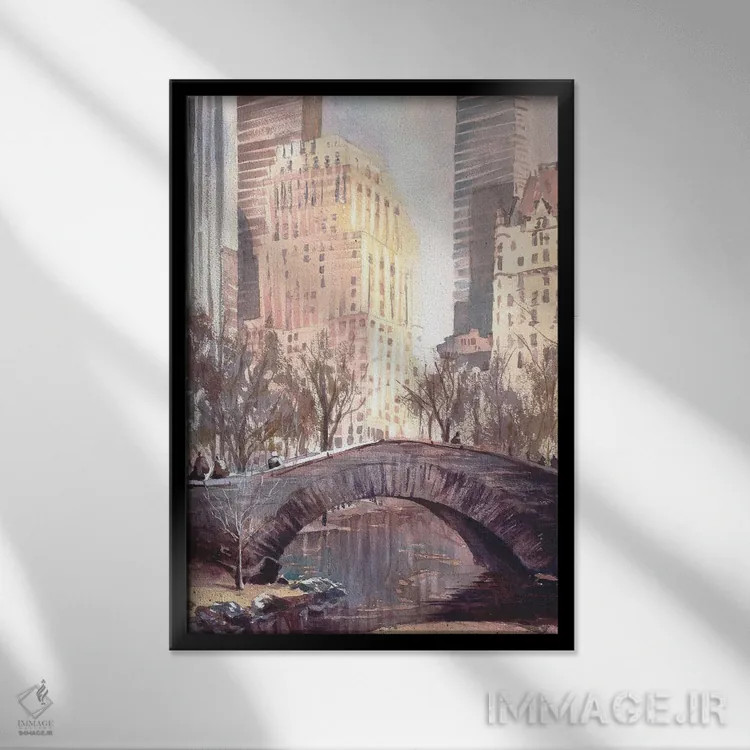 تابلو دکوراتیو پل سنترال پارک اثر رایان فاکس - نمای قابدار مشکی