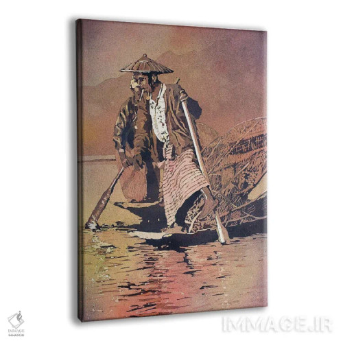 تابلو دکوراتیو قایقران ایستاده در دریاچه اینله اثر رایان فاکس - نمای پرسپکتیو محصول