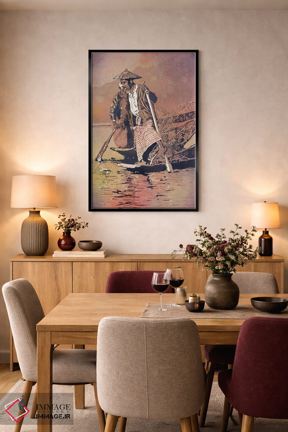 تابلو دکوراتیو قایقران ایستاده در دریاچه اینله اثر رایان فاکس - D4B