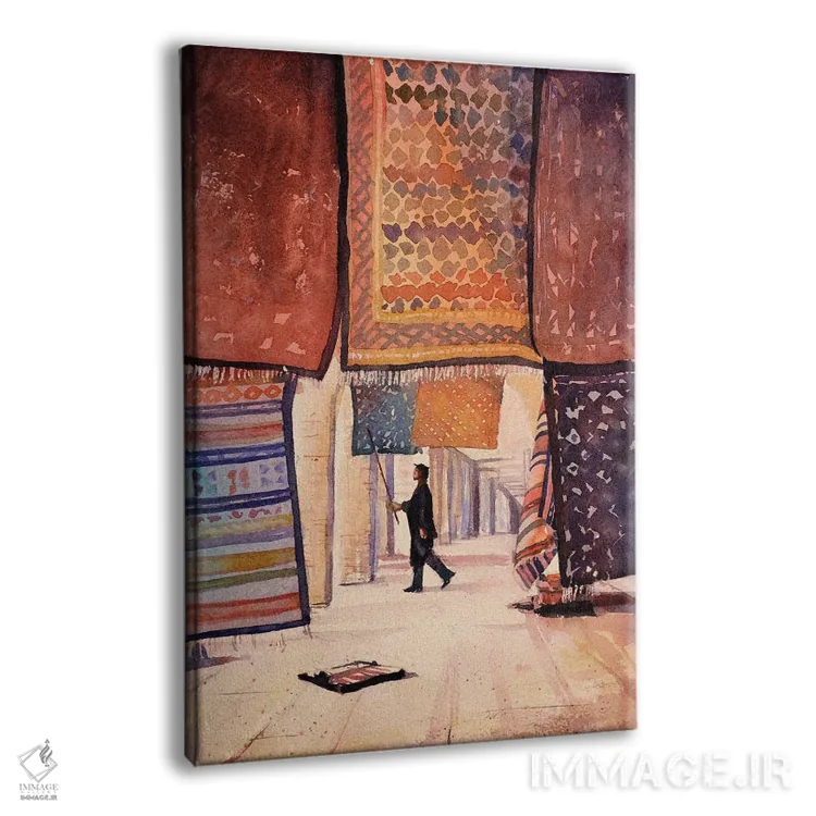 تابلو دکوراتیو فروشنده قالی تونسی اثر رایان فاکس - نمای پرسپکتیو محصول