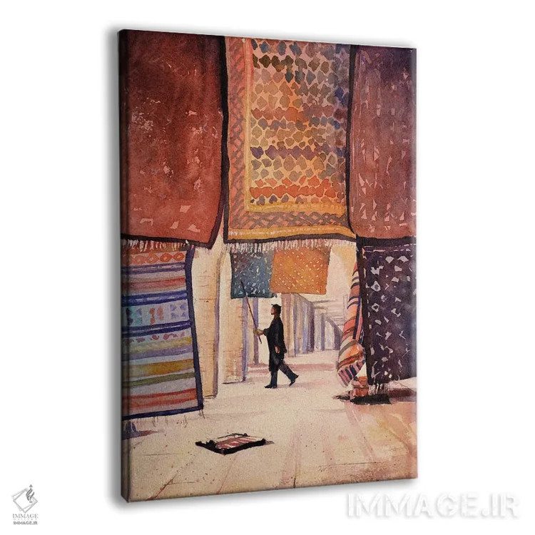 تابلو دکوراتیو فروشنده قالی تونسی اثر رایان فاکس - نمای پرسپکتیو محصول