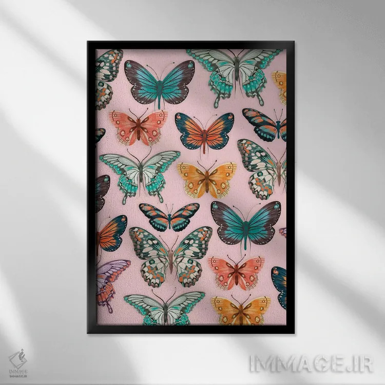 تابلو دکوراتیو باغ شیک گینگهام ۱ اثر ریشل گارن - نمای قابدار مشکی