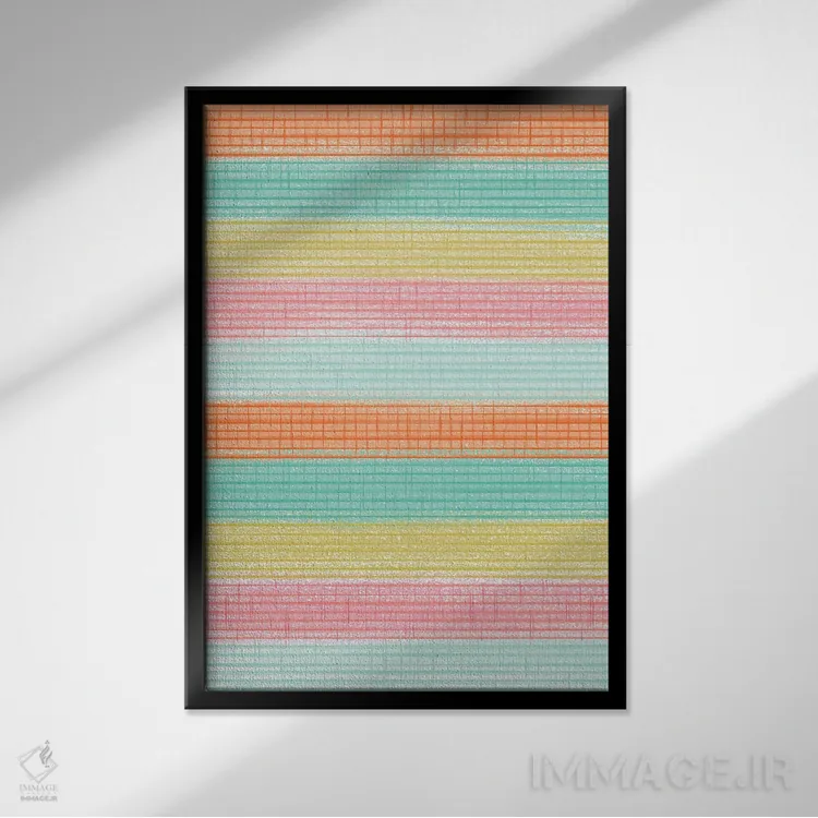 تابلو انتزاعی حس قبیله ای بهار ۳ اثر ریشل گارن - نمای قابدار مشکی