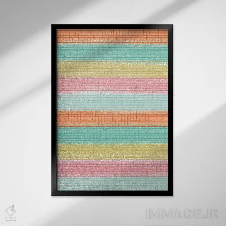 تابلو انتزاعی حس قبیله ای بهار ۳ اثر ریشل گارن - نمای قابدار مشکی