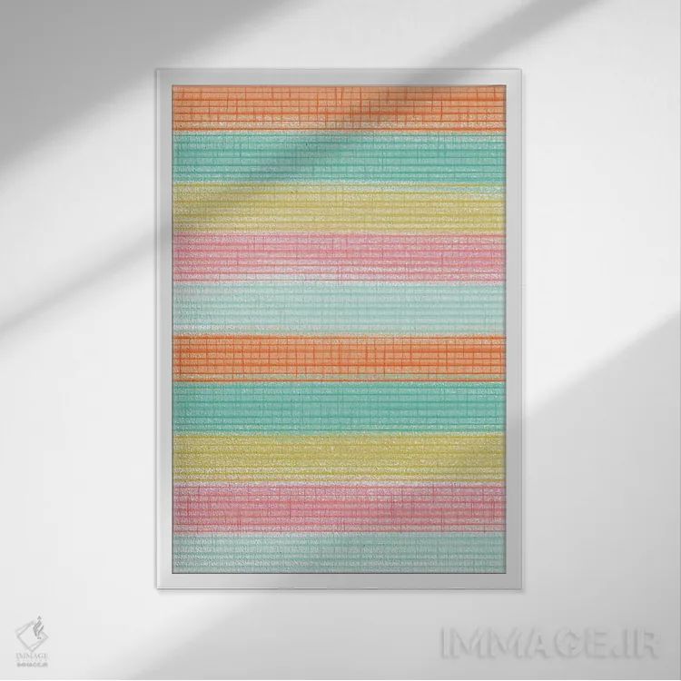 تابلو انتزاعی حس قبیله ای بهار ۳ اثر ریشل گارن - نمای قابدار سفید