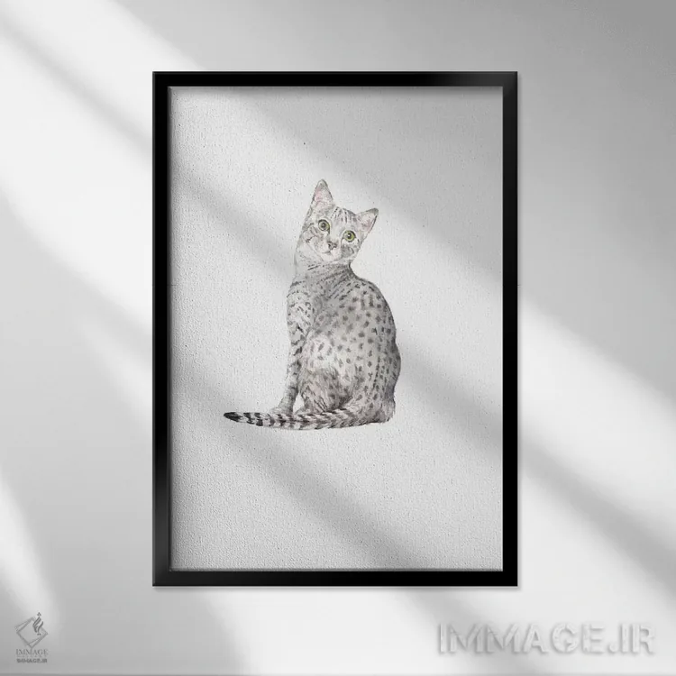 تابلو دکوراتیو مائو مصری اثر واندرینگ لور - نمای قابدار مشکی