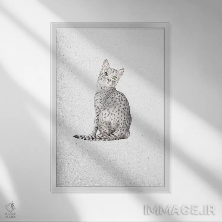 تابلو دکوراتیو مائو مصری اثر واندرینگ لور - نمای قابدار سفید