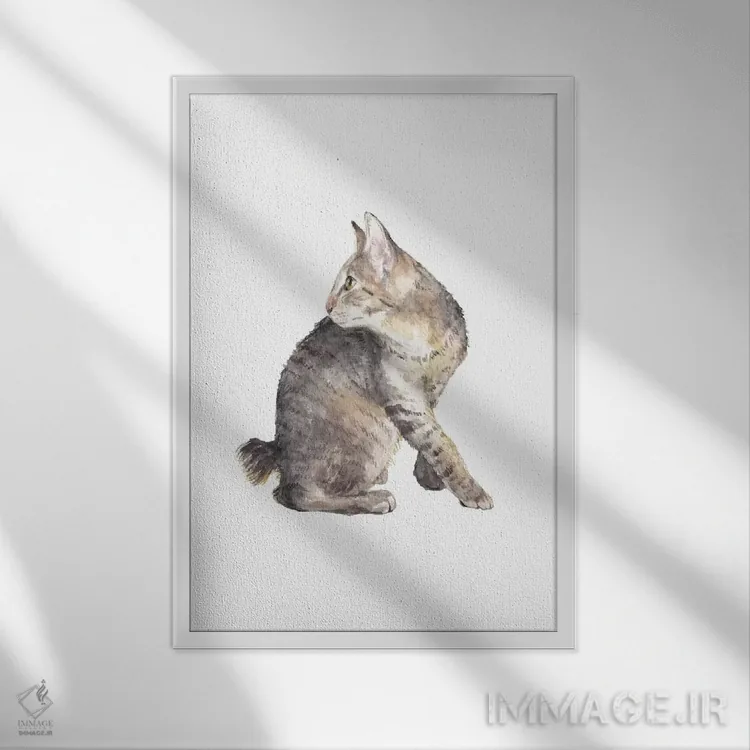 تابلو دکوراتیو گربه مانکس اثر واندرینگ لور - نمای قابدار سفید
