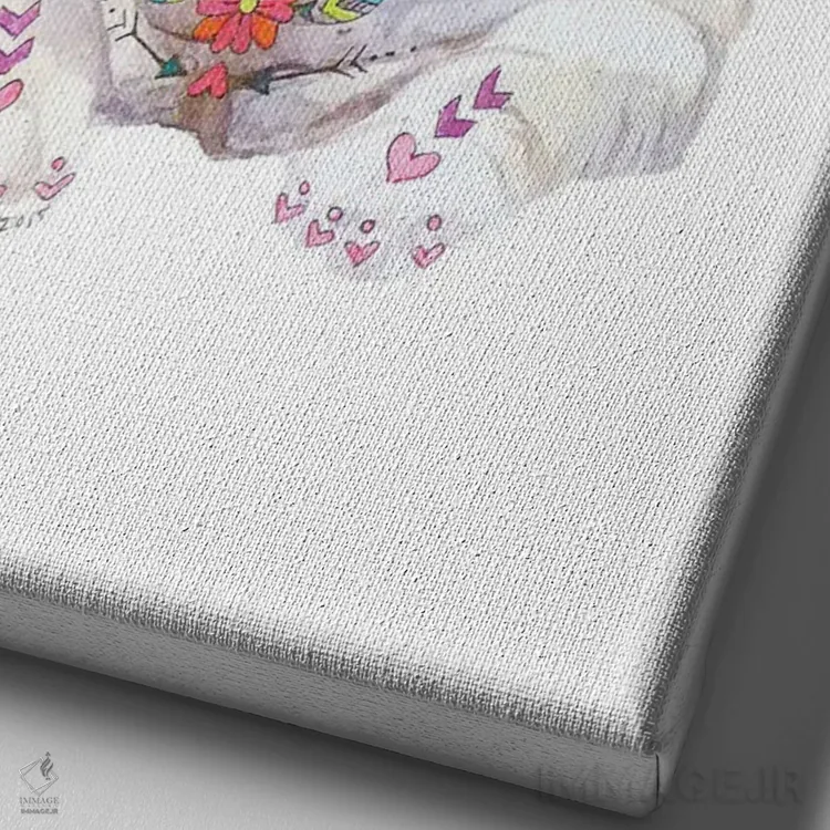 تابلو دکوراتیو توله بولداگ آبرنگی با جمجمه قندی کالاورا اثر واندرینگ لور - نمای نزدیک بافت بوم
