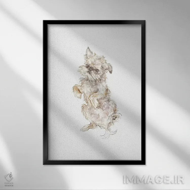 تابلو دکوراتیو بروکسل گریفون اثر واندرینگ لور - نمای قابدار مشکی