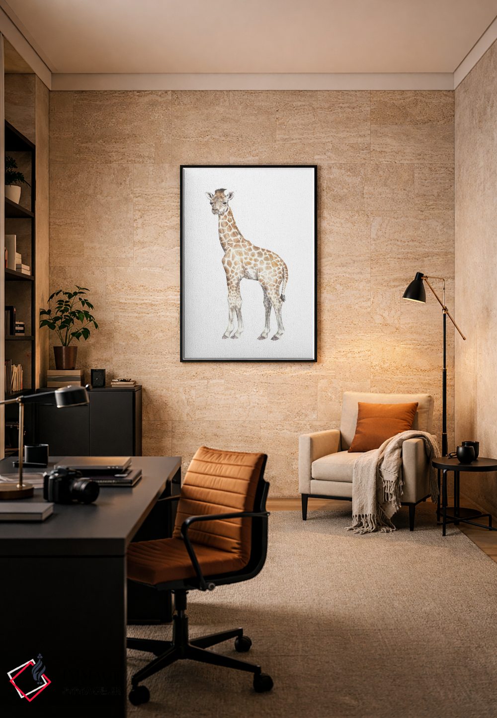 تابلو دکوراتیو زرافه بچه آبرنگی اثر واندرینگ لور - D6B
