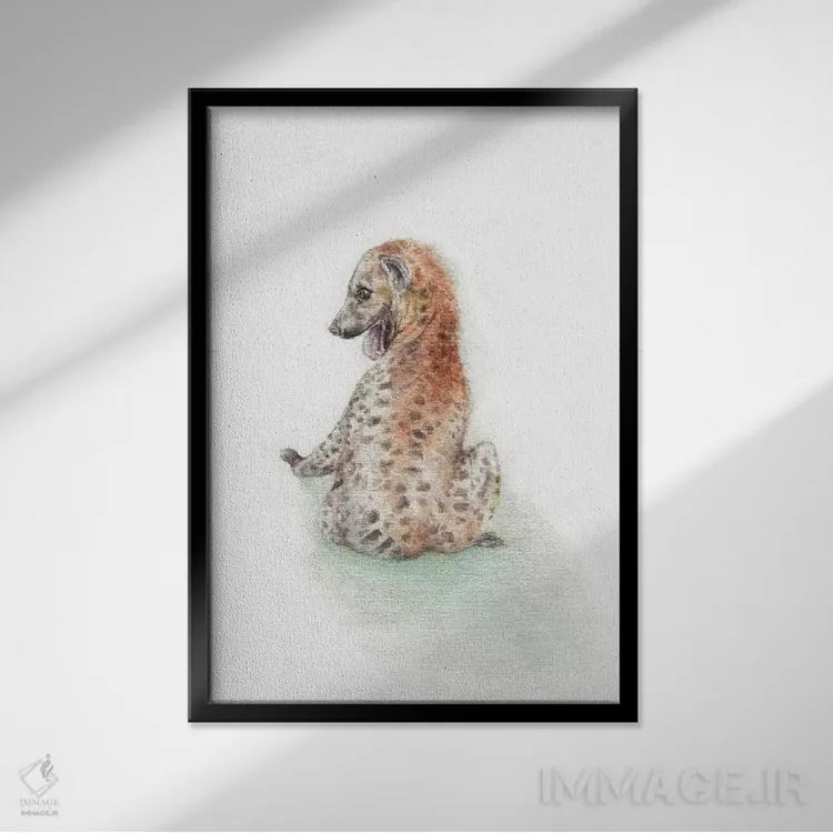 تابلو دکوراتیو کفتار بازیگوش اثر واندرینگ لور - نمای قابدار مشکی