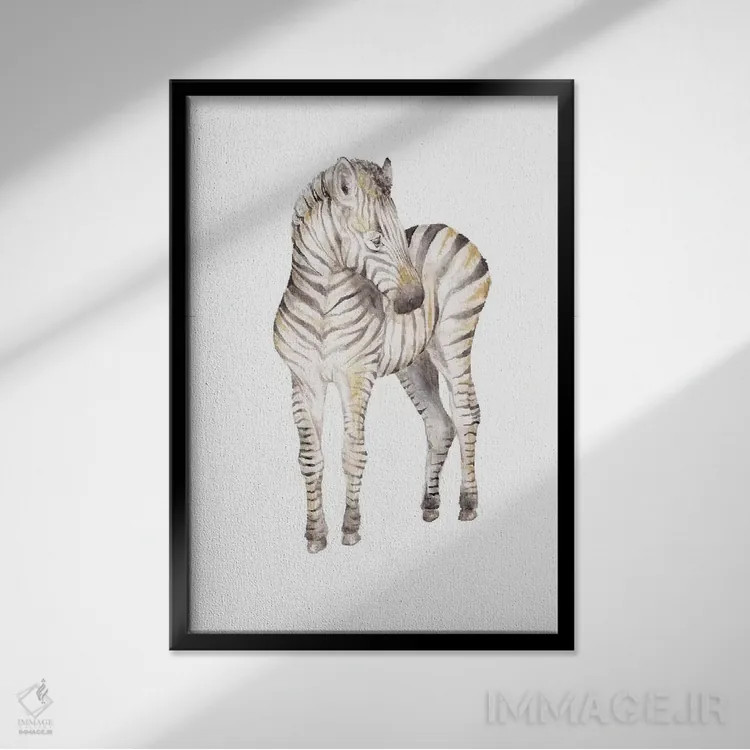 تابلو دکوراتیو کره گورخر خجالتی اثر واندرینگ لور - نمای قابدار مشکی