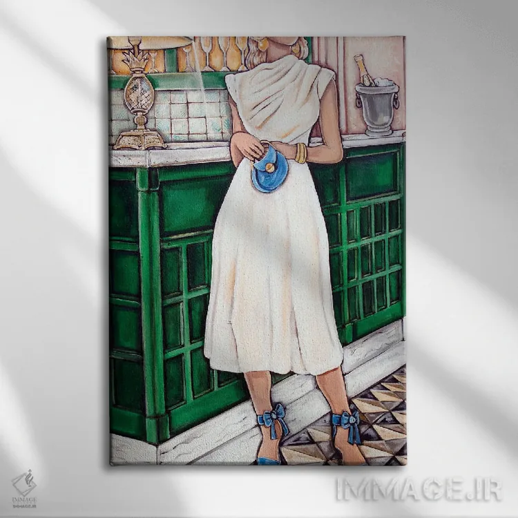 تابلو دکوراتیو چیزی آبی اثر ام سی روماگره - نمای روبهرو روی دیوار