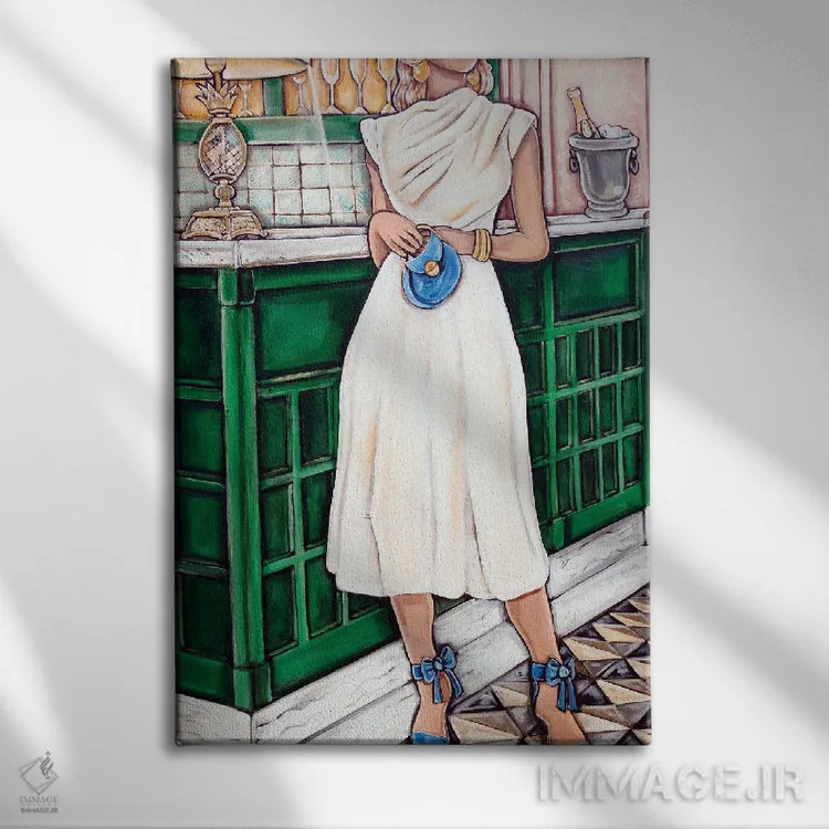 تابلو دکوراتیو چیزی آبی اثر ام سی روماگره - نمای روبهرو روی دیوار