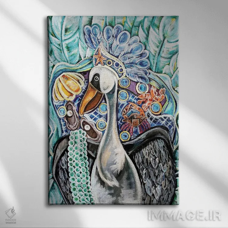 تابلو دکوراتیو پلیکان به شکل خدمتکار اثر ام سی روماگره - نمای روبهرو روی دیوار